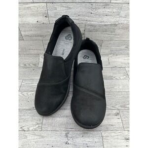Cloudsteppers by Clarks Black Slip On Comfort Loafers Casual Walking Shoes Sz‎ 8